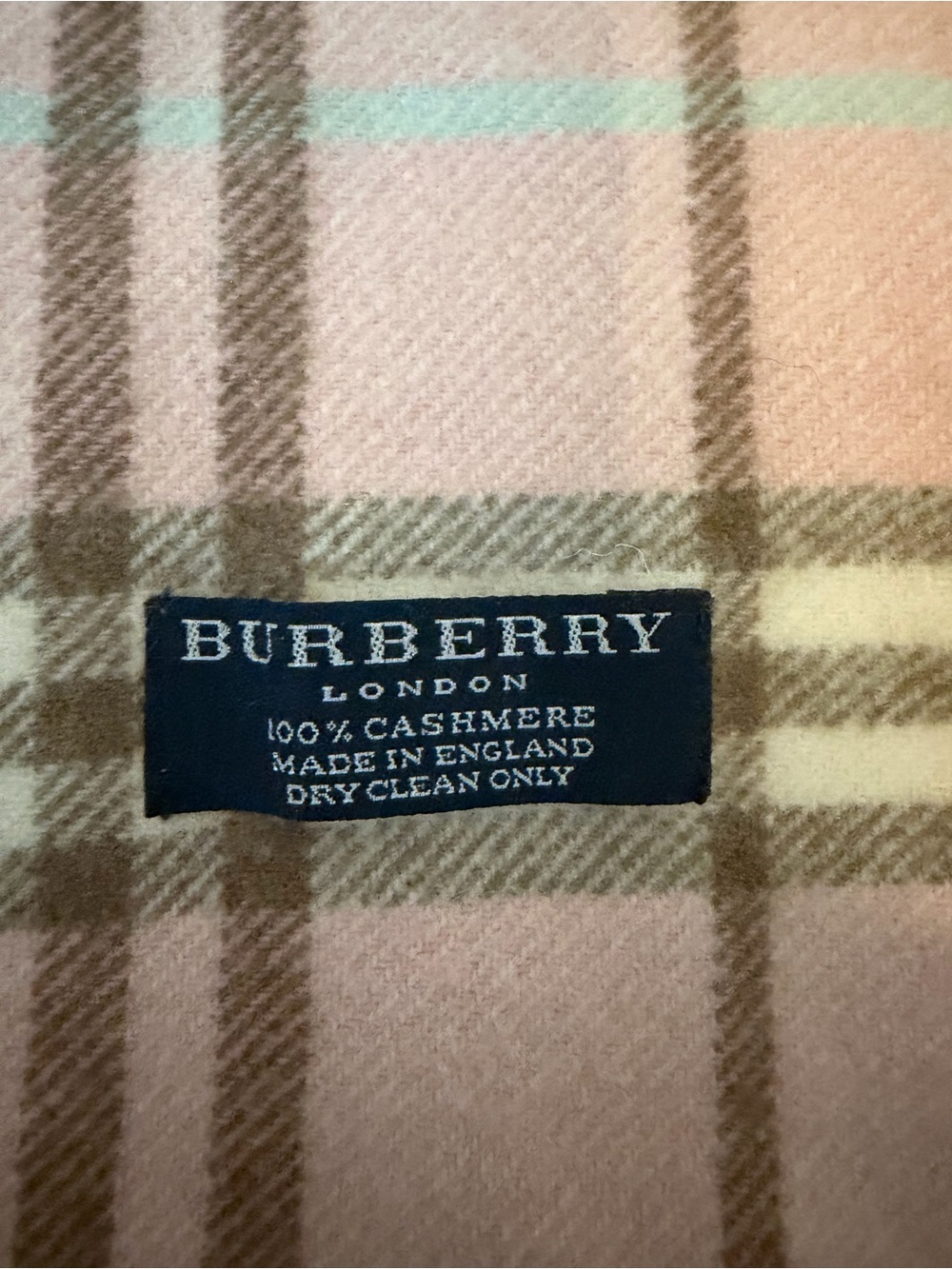 Burberry Pink Cashmere Plaid Check Fringe Scarf - Picture 3 of 7